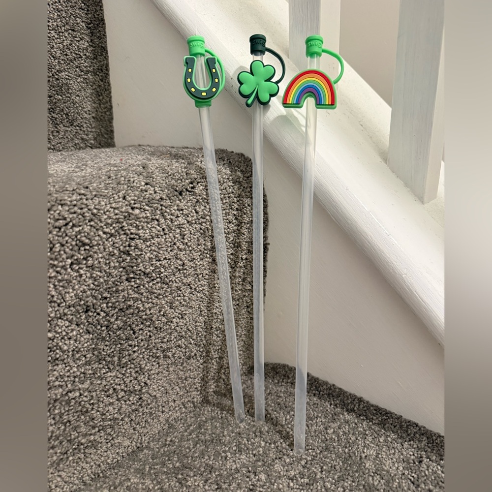 Set of 3 St. Patrick’s Day Swig Straws with Toppers